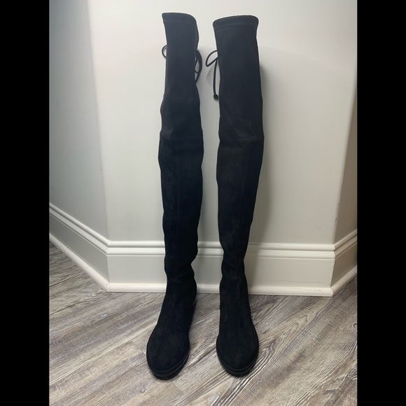 Stuart Weitzman Black Suede Lowland Over the Knee Boots - Picture 5 of 12